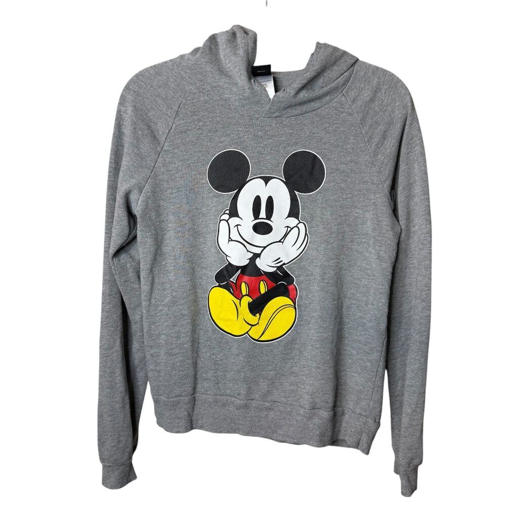 Disney MICKEY MOUSE Hoodie Pull On Sweater Gray Youth LARGE Cute Comfy WDW